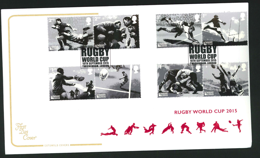 2015 Cotswold Rugby World Cup Set First Day Cover, Twickenham Postmark